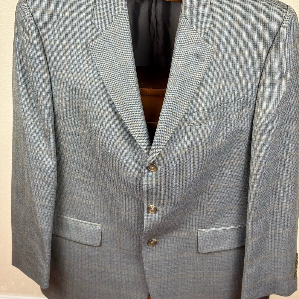 Lauren Ralph Lauren Blazer Jacket Men's 42R Gray 3 Button Silk Wool Blend